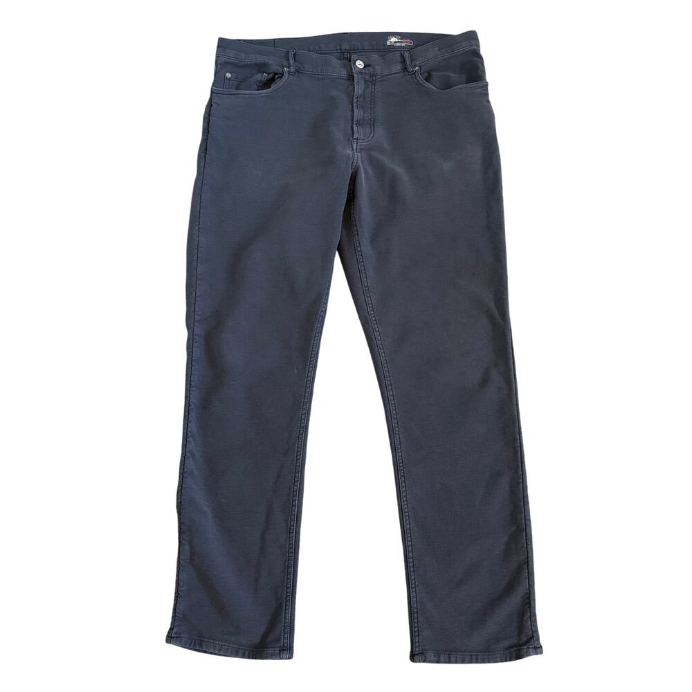 Faherty Stretch Terry 5-Pocket Pant Men 38x31 Straight Leg Navy Cotton Blend